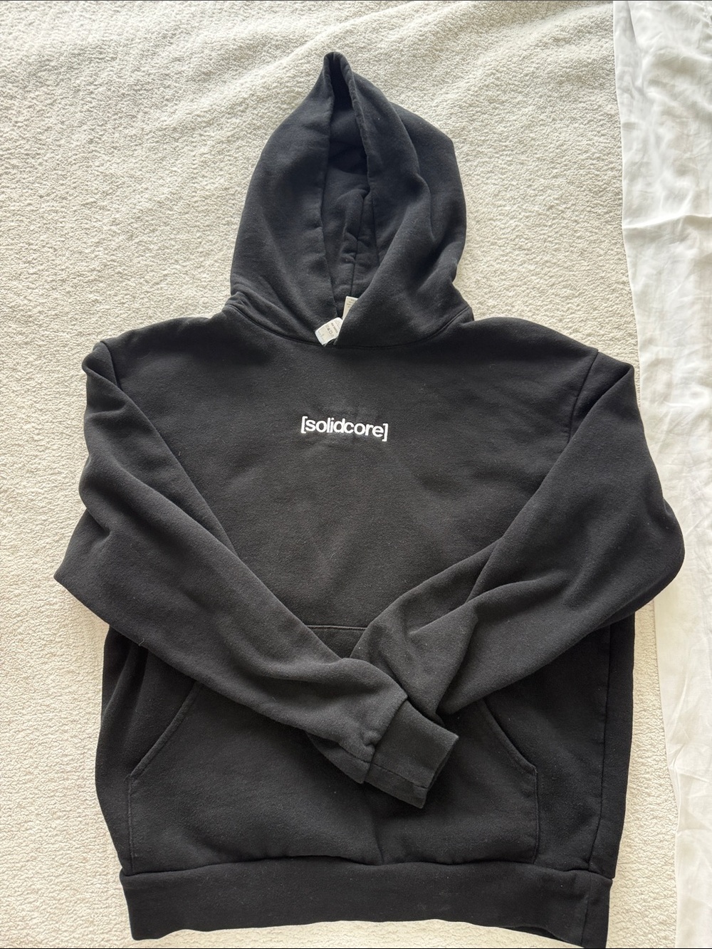 Black Solid Logo Crewneck Hooded Sweatshirt